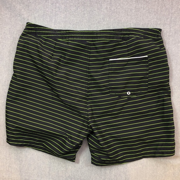 6" Black Green Striped Swim Trunk 38 - Picture 4 of 7